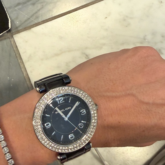 Michael Kors Black and Silver Crystal Watch - Picture 3 of 5